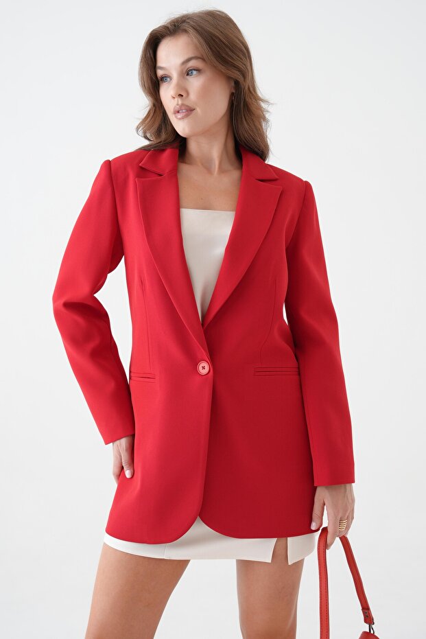 Kırmızı Blazer Ceket - 4