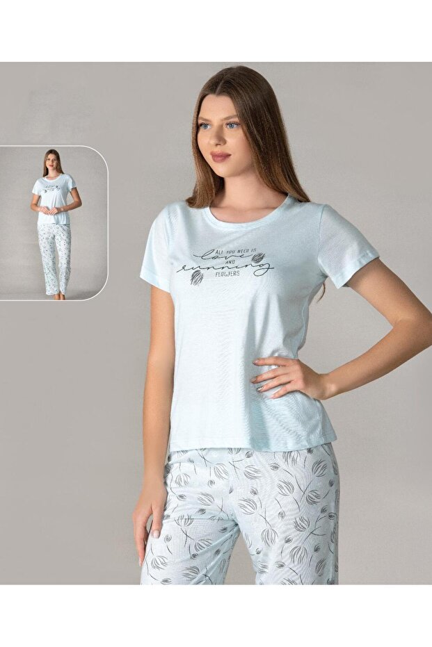 Short Sleeve Summer Pajama Set Viscosa Alperi̇ 780-24