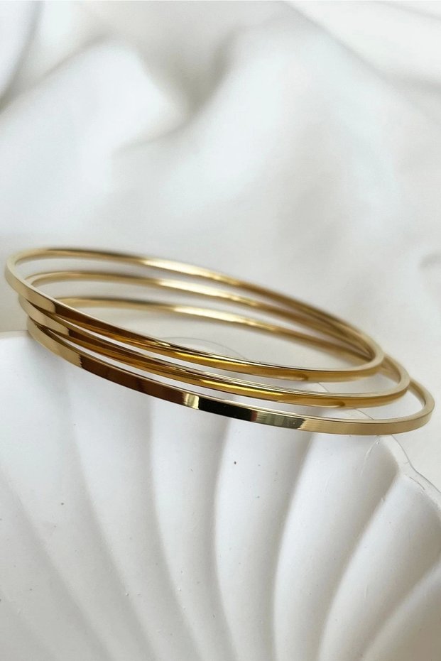 CAPREA Steel Ajda Triple Women's Bracelet Tarnish-free 18 cm Wrist Length Women's Bracelet Angular Model