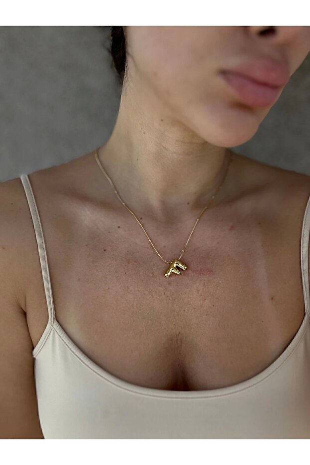 F Harf Balon Model Çelik Kolye - 3