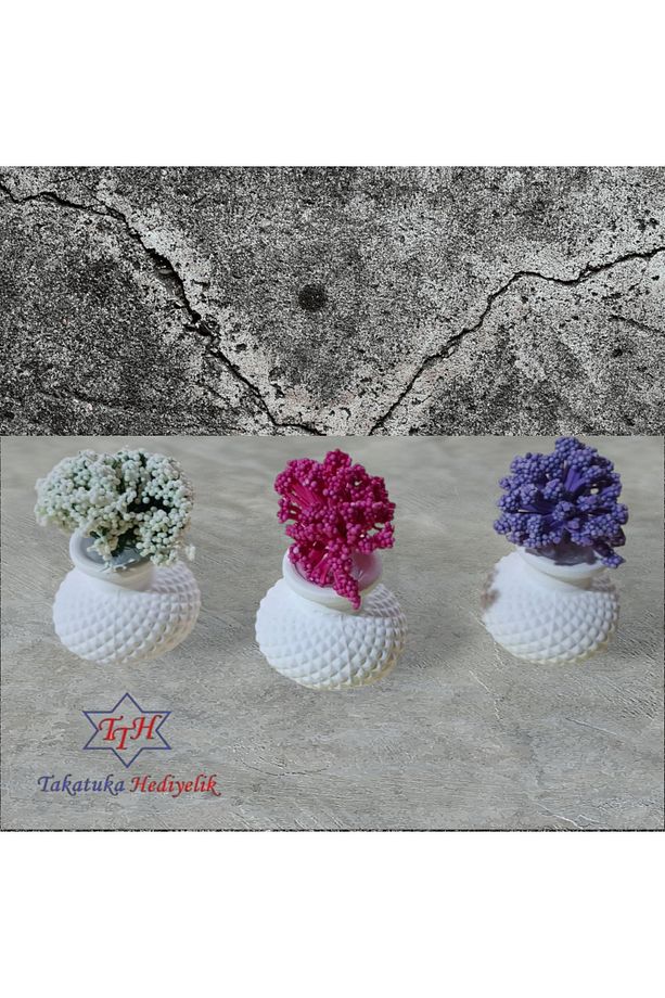 Üçlü Dekoratif Mini Set Pıtırcık Çiçekli 4x7cm - 6