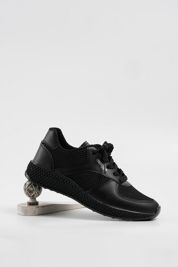 Kadın Siyah Bağcıklı File Detaylı Deri Sneaker 3cm Byndjack01 - 5