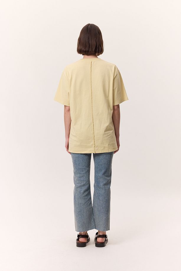 YIKAMA EFEKTLİ KISA KOLLU TSHIRT SARI - 8