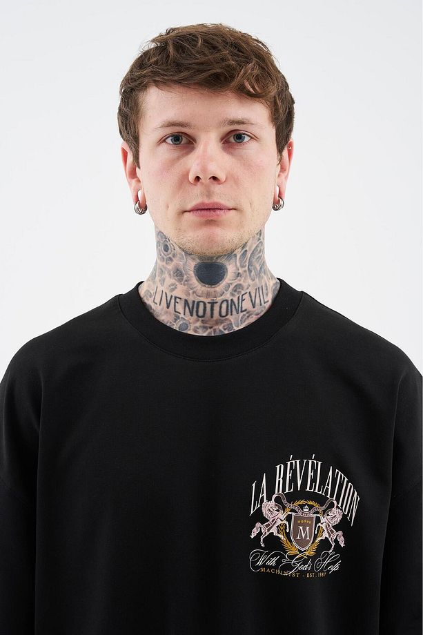 Erkek La Revelation Printed Oversize Siyah Tişört - 7