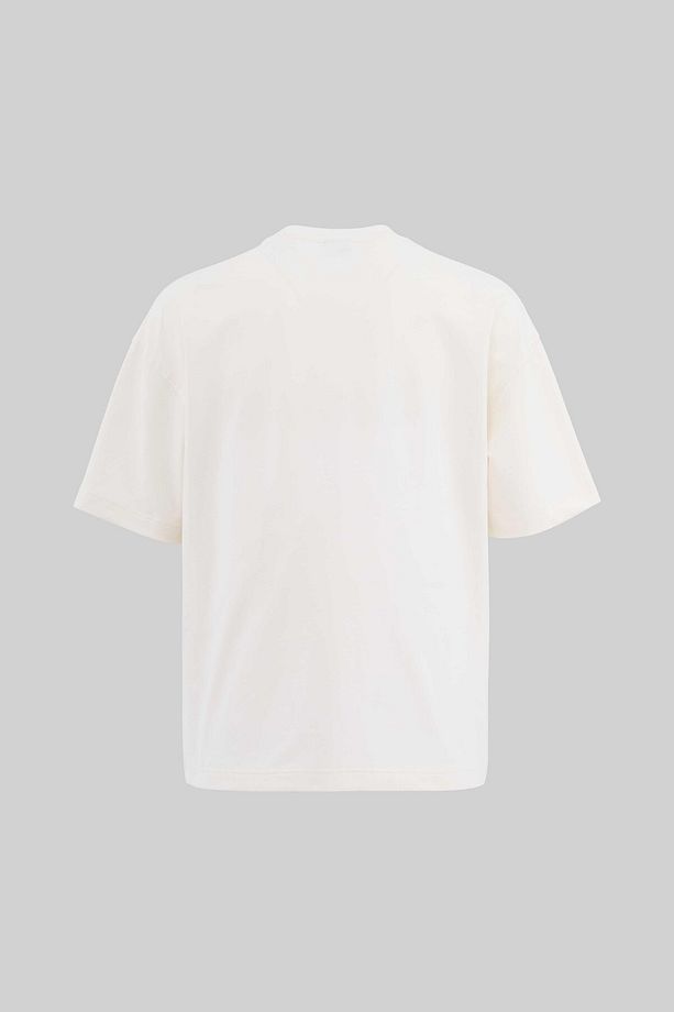 Erkek Mud Technical Printed Oversize Ekru Tişört - 3