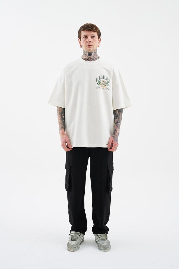 Erkek La Revelation Printed Oversize Ekru Tişört - 8