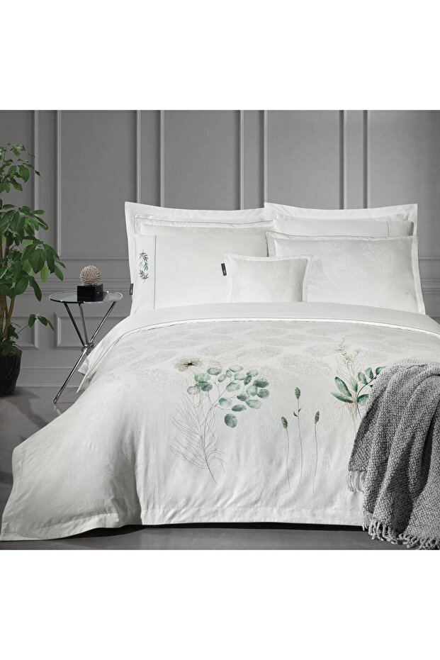 Leandra King Size (King Size) 100% Cotton Satin "300 Tc" Duvet Cover White