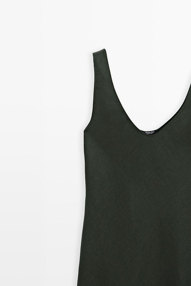 %100 keten midi elbise - 6