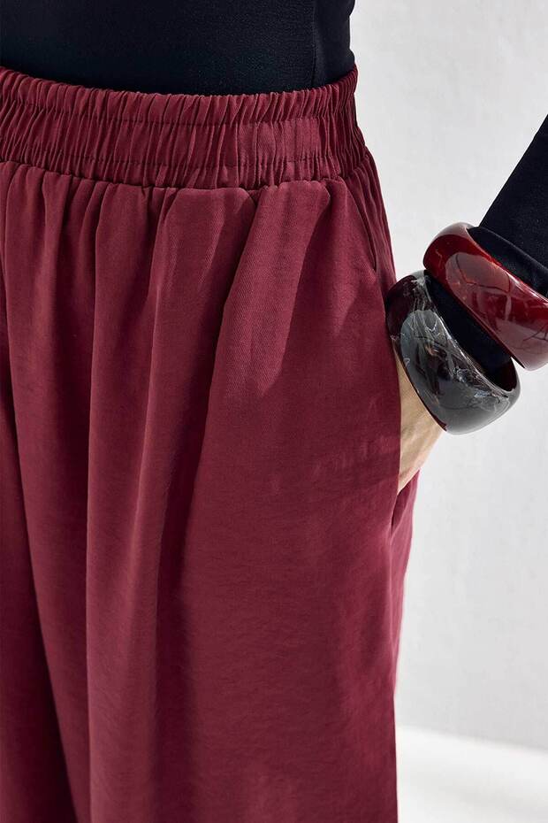 Basic Oversize Bordo Pantolon Takım - 7