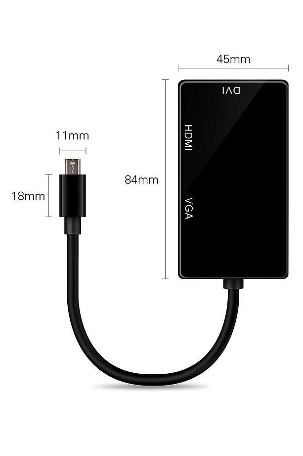 Mini DisplayPort to VGA HDMI DVI Dönüştürücü Adaptör - 3'ü 1 Arada Yüksek Kalite - 5