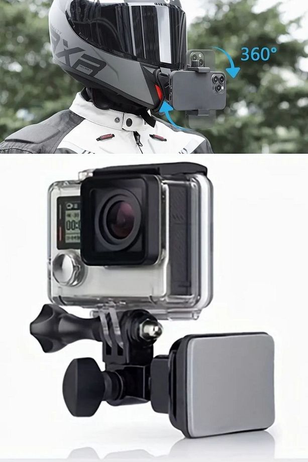 ® Motorsiklet Kask Önü Takılan Telefon Tutucu Aksiyon Kamerası Takılabilen Aparat - 4