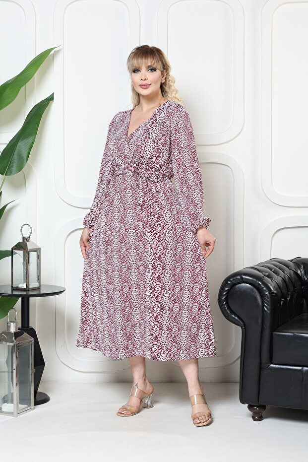 فستان Bürümcük بخصر مطاطي مناسب للصيف منقوش 2xl 5xl