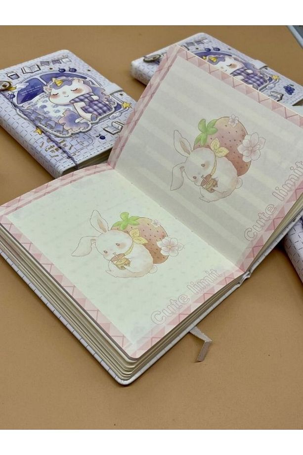 Sevimli Unicorn Özel Tasarım Renkli Resimli Defter/Notebook/Günlük/Bullet Journal - 4