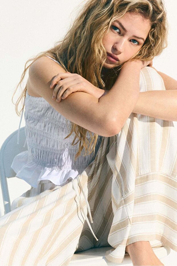 بنطلون من مزيج الكتان برباط - 2