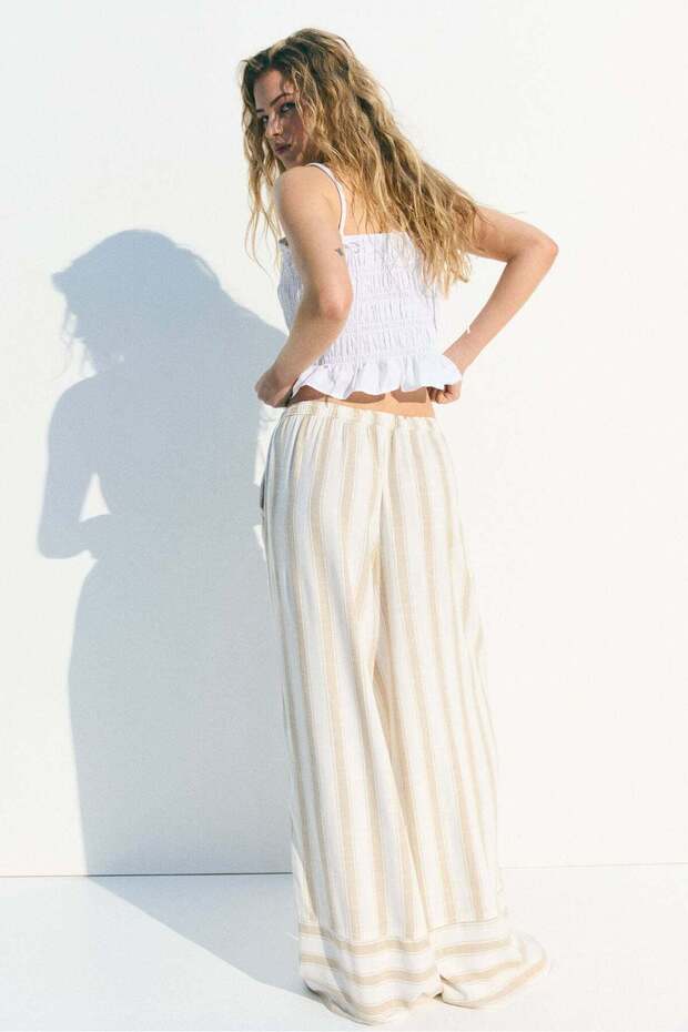 بنطلون من مزيج الكتان برباط - 5