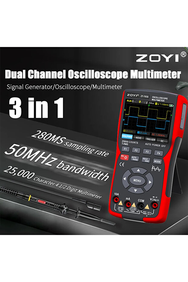 703S-1 ZOYI مقياس متعدد رقمي 3 في 1 بتردد 50 ميجاهرتز ومعدل 280 مللي ثانية وتخزين بيانات شكل الموجة للكمبيوتر الشخصي وتذبذب مزدوج