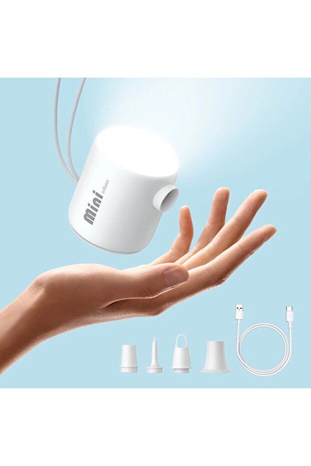 BASEUS White Baseus Mini Air Pump Portable Electric Inflator Pump for Air Mattresses Inflate Deflate