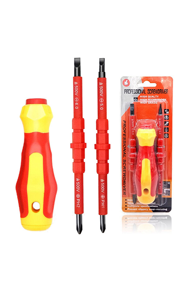 3 In 1 Insulated Screwdriver Set PH1/PH2 Multi-Purpose Screwdriver Electricians Slotted Cross Scr...
