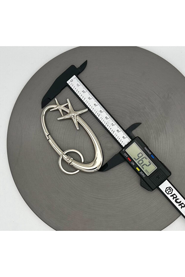 C-Silver Y2K Punk Star Oval Essential Icon Carabiner Keychain Axe Shaped Mountaineering Car Key Ring