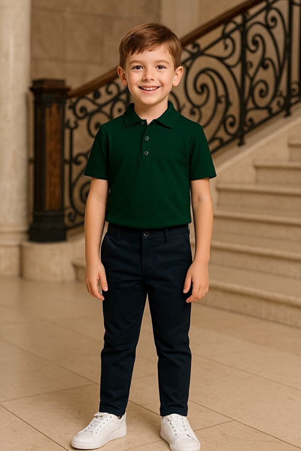 Polo Neck Short Sleeve Khaki School T-Shirt