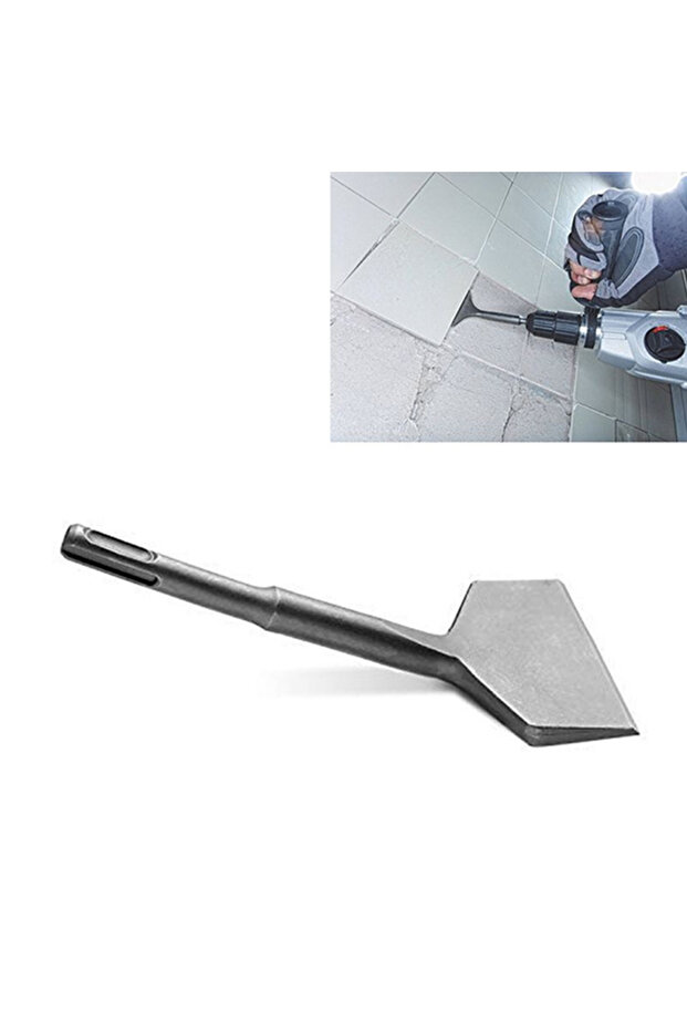 One size PLUS Shank 3 In Wide Electric Hammer Chisel Angled Heavy Duty Bent Tile Chisel