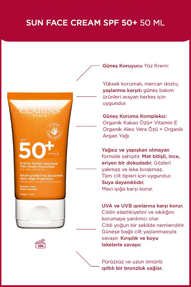 SUN FACE CREAM SPF50+ 50 ML - Yüz İçin Güneş Kremi - Çok Yüksek Koruma SPF50+ - 1
