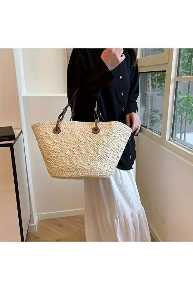 حقيبة قش بيج 25x47 CNT1020