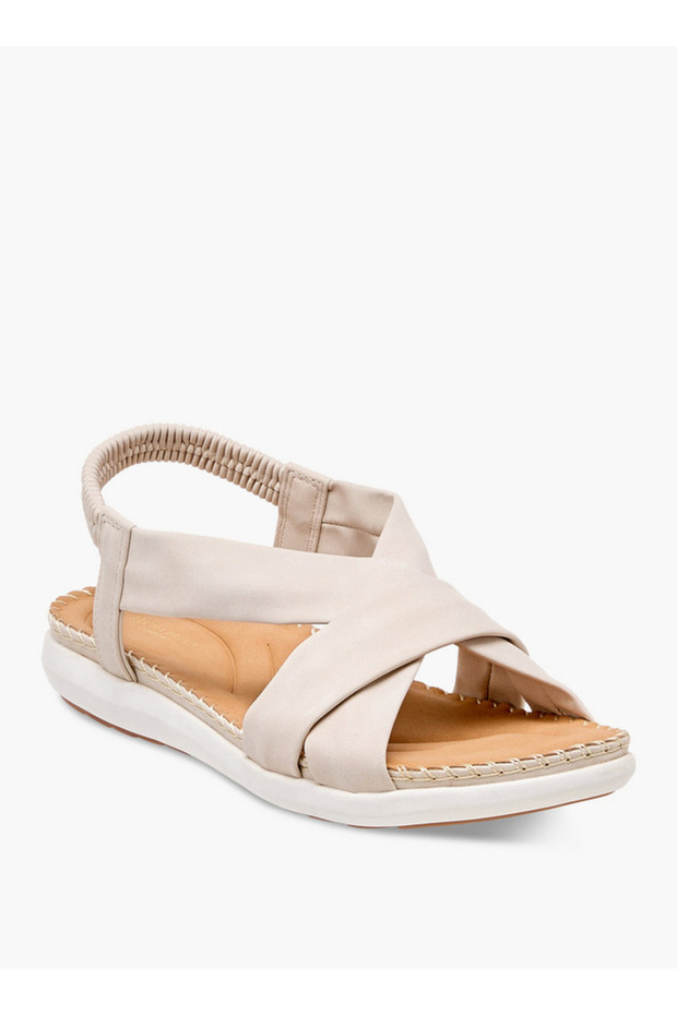 Solid Cross Strap Slingback Sandals - 2