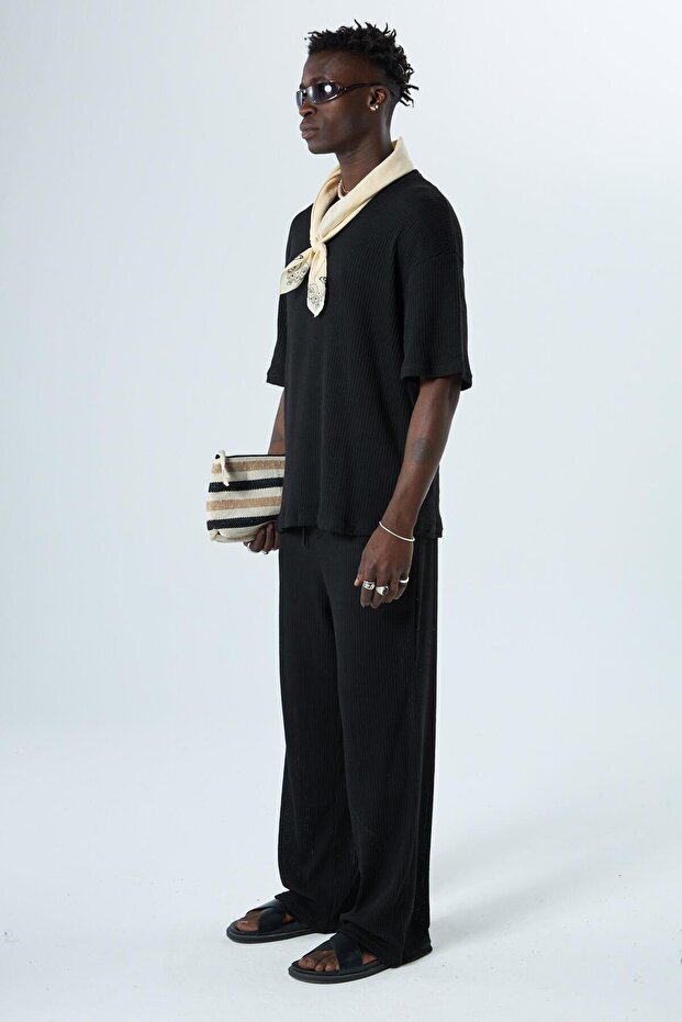 بدلة أساسية كبيرة الحجم باللون الأسود - 6