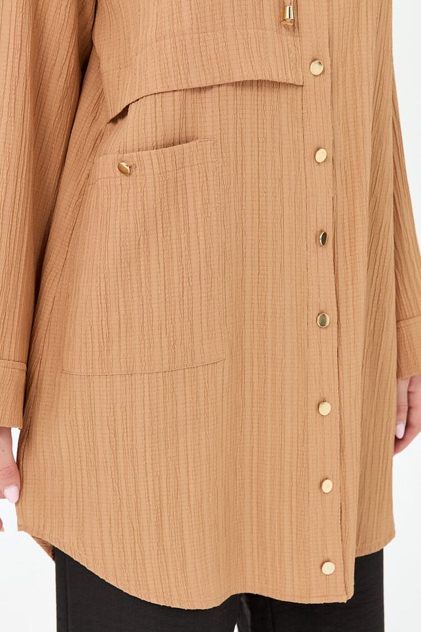 Kapişon Detaylı Giy Çık Tunik Camel - 6