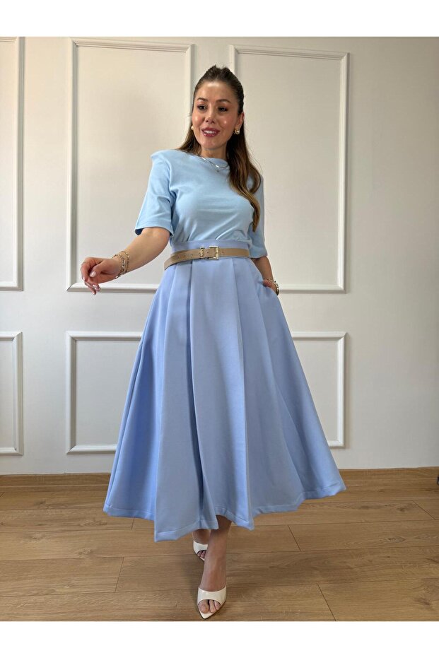 Mavi Vatkalı Basic Tshirt - 3