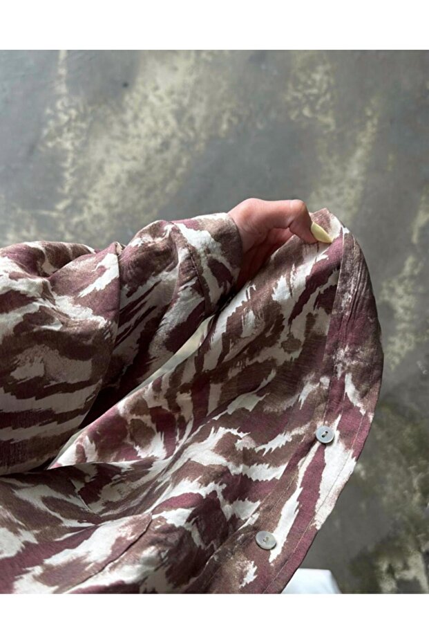 Desenli Gömlek Bordo - 2