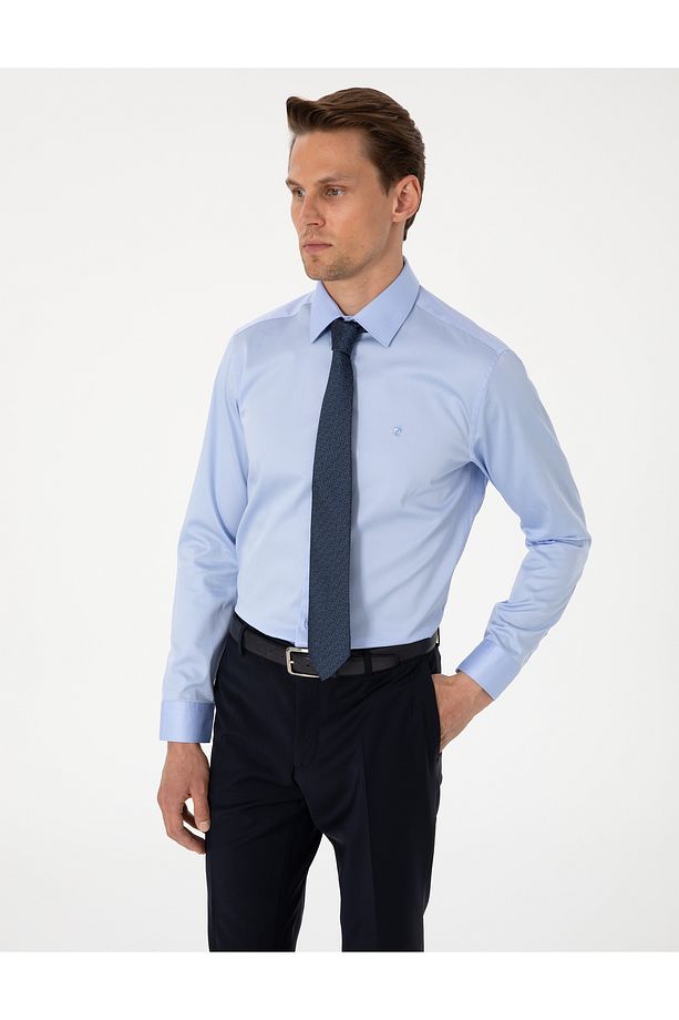 Koyu Mavi Slim Fit Uzun Kollu Basic Gömlek 50305127-VR032 - 3
