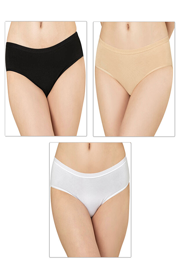 Özkan 26800 Women's 3-Pack Cotton Large Size Range Flexible High Waist Oversize Bato Panties