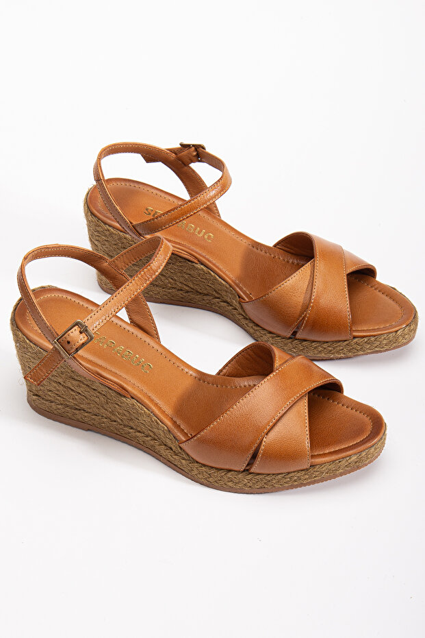 Genuine Leather Wedge Heel Sandals from Size 33-34-35 to Size 41-42-43-44-45