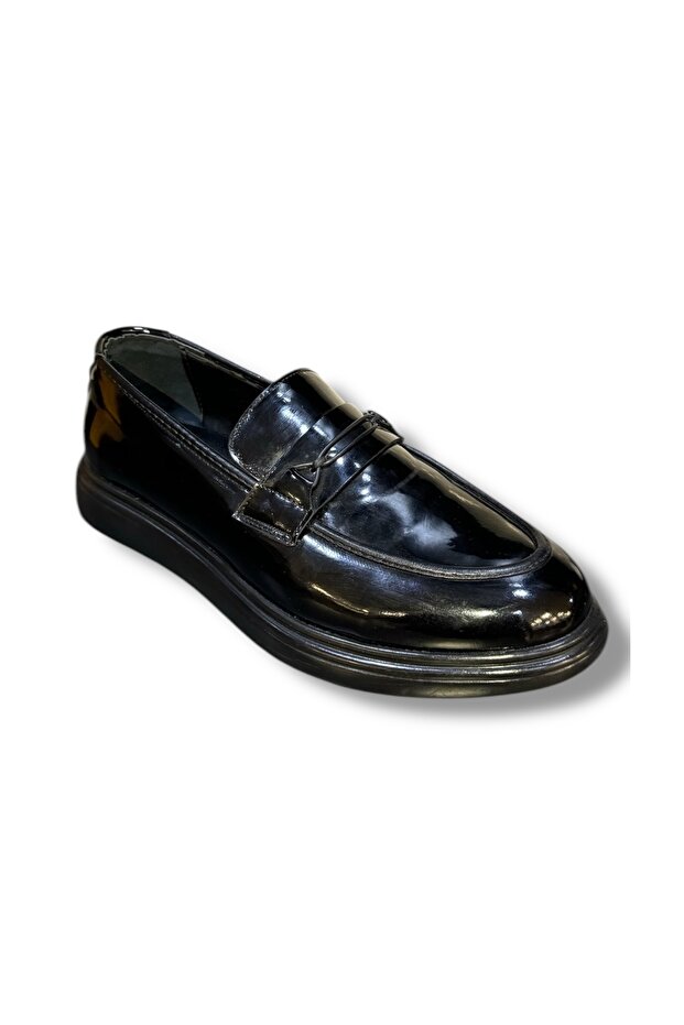 Praff Leather 2024-01 Rubber Buckle Poly Sole Patent Leather Classic Loafer Shoes