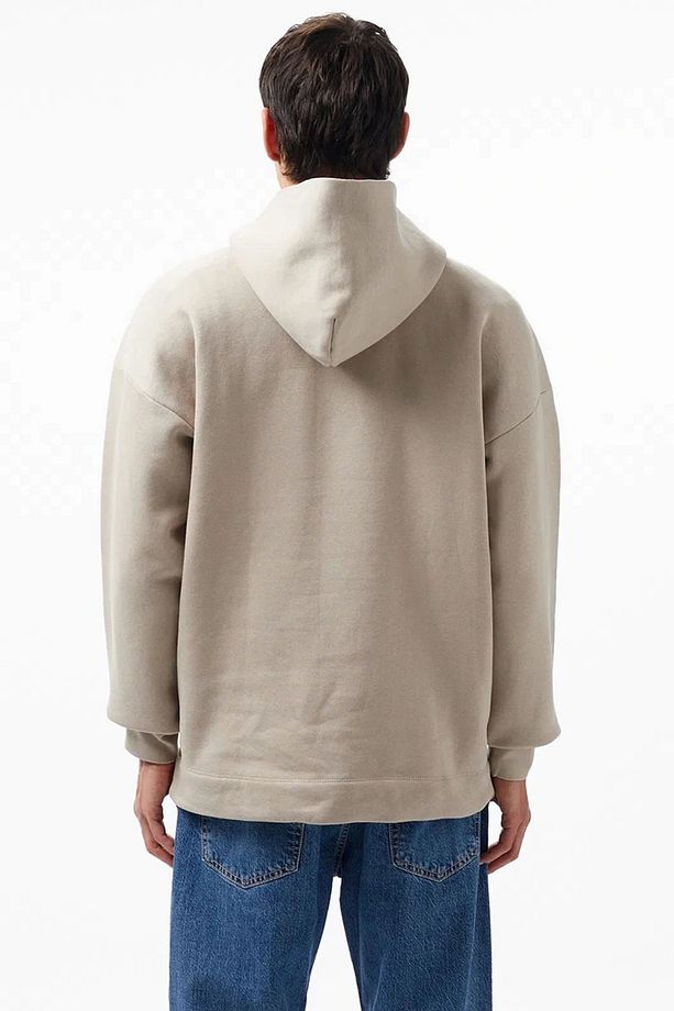 Erkek Önü Ve Kolları Logolu Oversize Krem Sweatshirt - 4