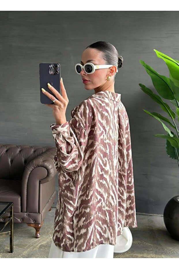 Desenli Gömlek Bordo - 3