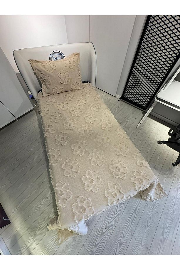 Estiva Puffy Tek Kişilik Yatak Örtüsü Papatya Bej - 1