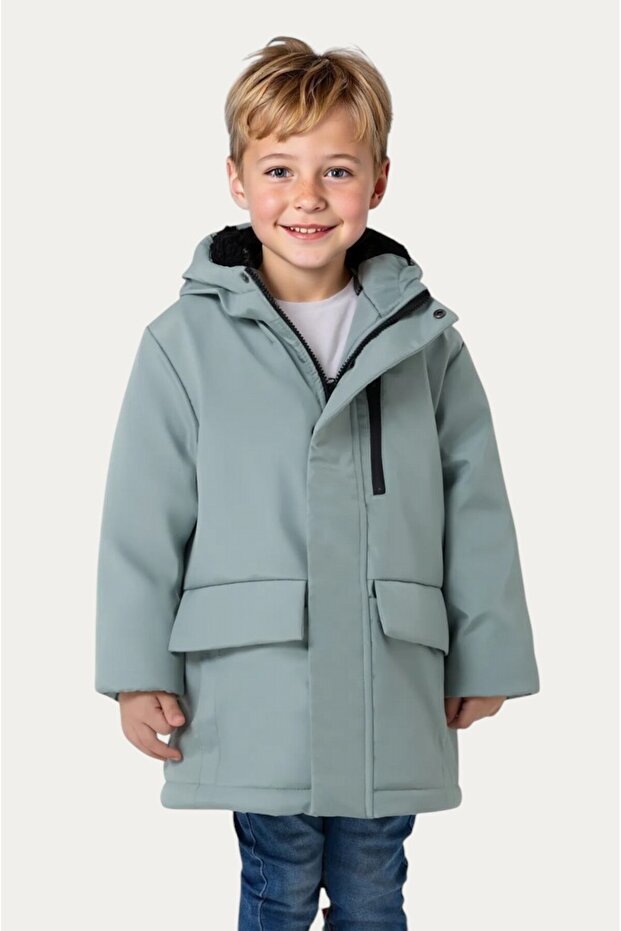 Boys' Fur Lined Water and Windproof Hooded 3-Pocket Winter Coat & Jacket & Parka