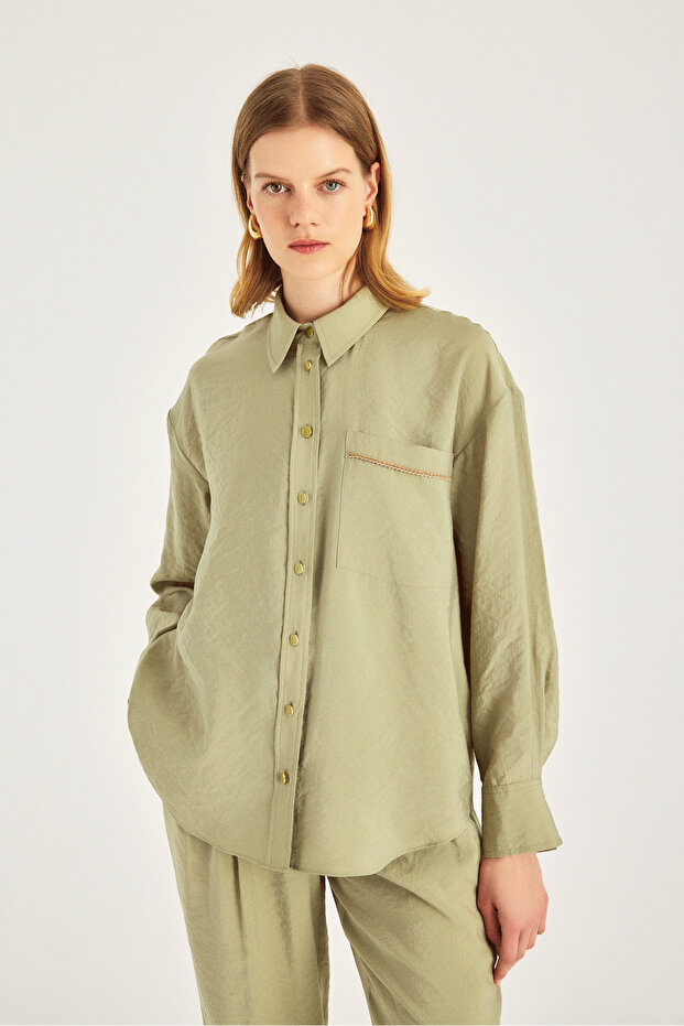 Aksesuar Detaylı Modal Gömlek - 2