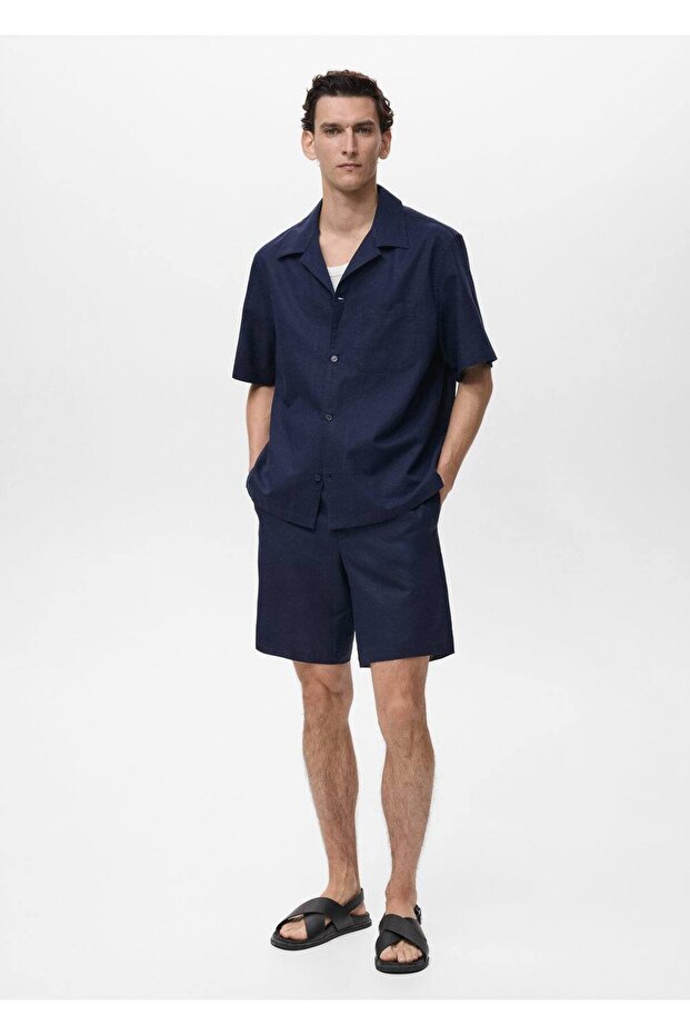 Keten bağlı şort - 7