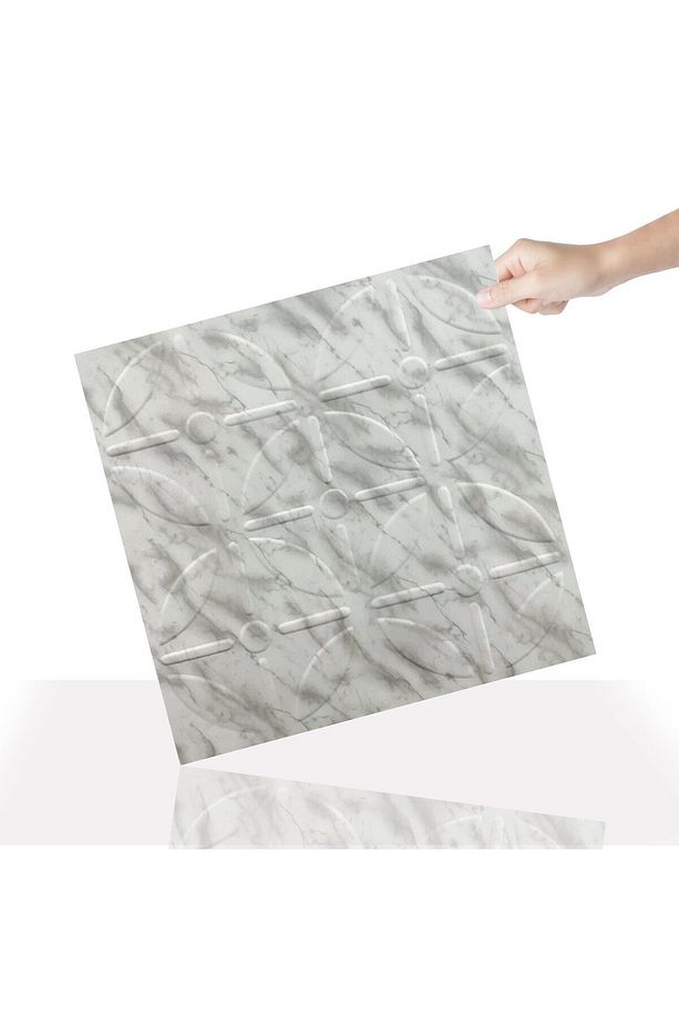 Kendinden Yapışkanlı 3d Kabartmalı Mermer Yuvarlak Desen Pvc Duvar Panel 41x41 Cm/ 6 Adet /1 M² - 1
