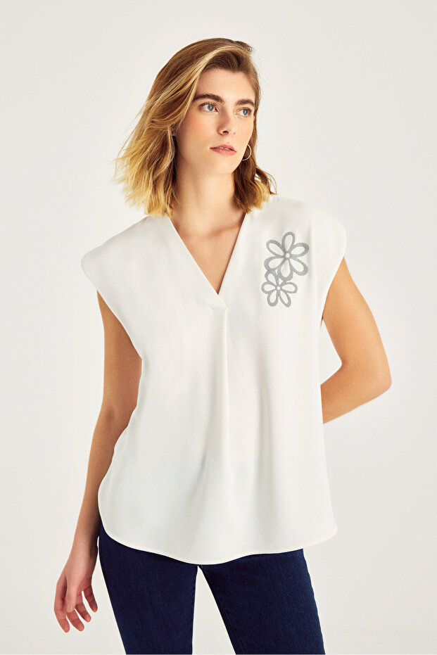 Çiçek Baskılı Bluz - 1