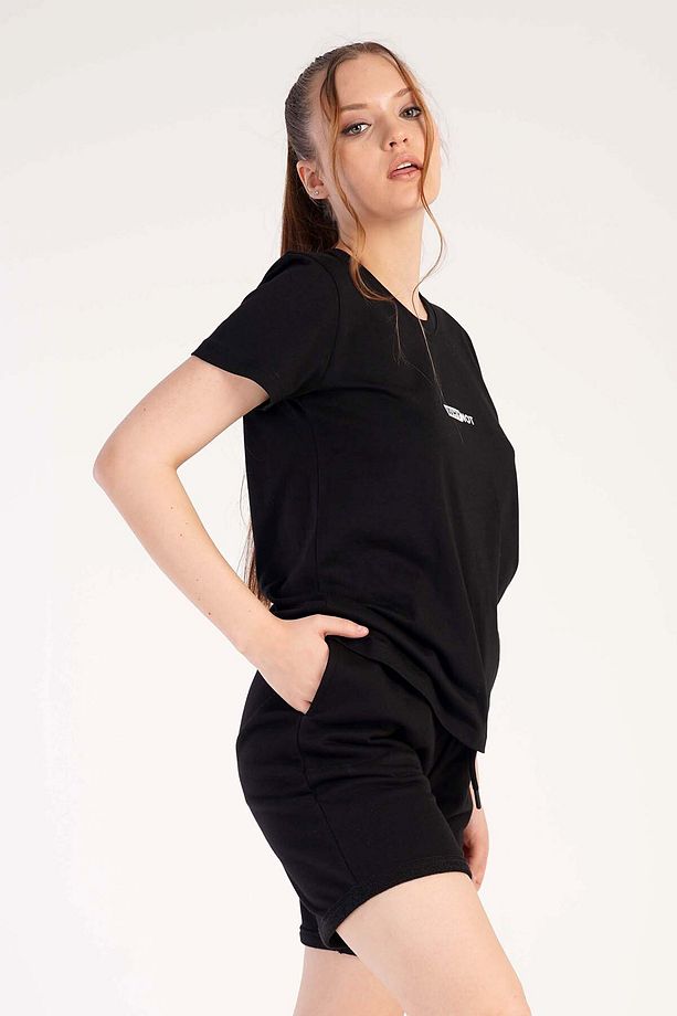 Kadın /3 Iplik Kısa Kol Double Paca Şortlu Pijama Takım , 301017 - 3