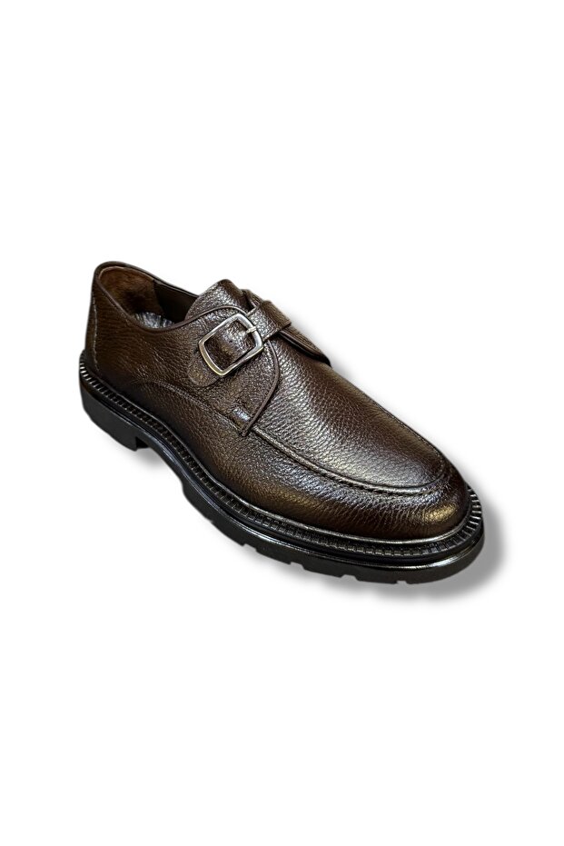 Fermend 501 Men's Genuine Leather Belted High Poly Sole Very Comfortable Modern Classic Loafer Shoes