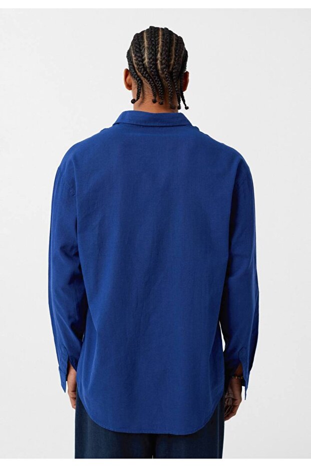 Oversize Basic Uzun Kol Erkek Gömlek - 4