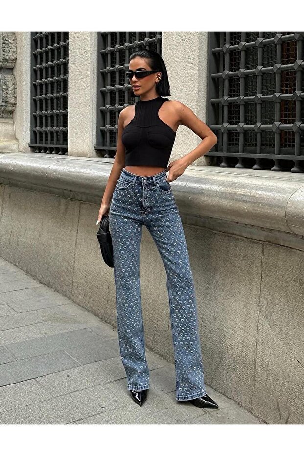 Mavi taşlı denim - 1