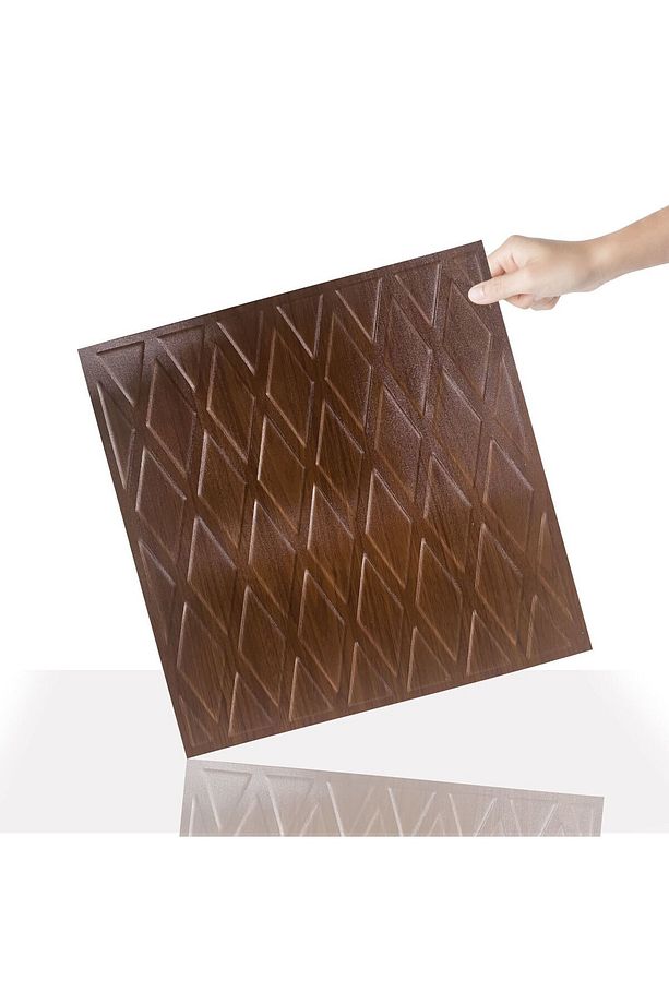 Kendinden Yapışkanlı 3d Kabartmalı Teak Baklava Desen Pvc Duvar Panel 41x41 Cm/ 6 Adet /1 M² - 1