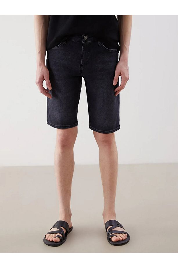 LCW Jeans Siyah Standart Kalıp Erkek Jean Şort - 2